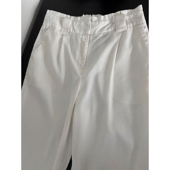 Express Linen Blend Pants 4 High Waisted Paperbag Quiet Luxury Preppy Old Money - Picture 10 of 12